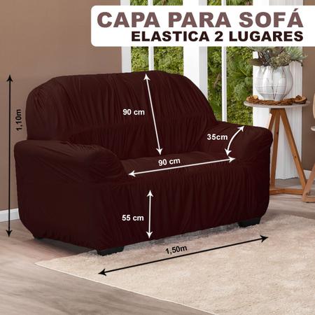 Imagem de Capa De Sofá Avulsa Elasticada 2 Lugares Em Malha Marrom - Shop Casa Nobre