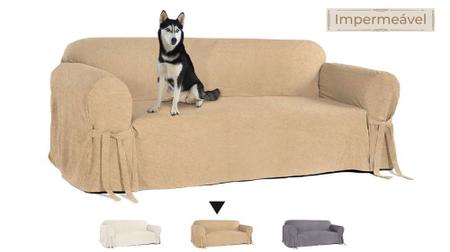 Imagem de Capa de sofá Mistero 4 lugares Impermeável Acquablock Para Cachorros Gatos Pet Lar Decoração Sala