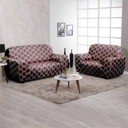 Imagem de Capa De Sofa Moderna 1+2+3 Lugares  Geo Tabaco Luxo 