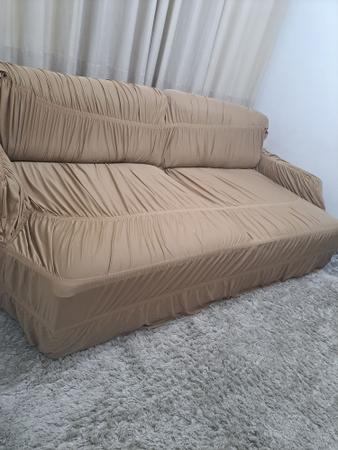 Imagem de Capa de sofa retrátil 4 lugares bege   largura ate 2.70 cm