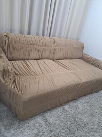 Imagem de Capa de sofa retrátil 4 lugares bege   largura ate 2.70 cm