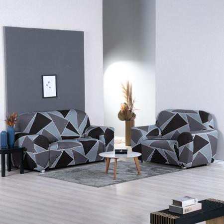 Imagem de Capa de Sofa Sala Moderna 1 Lugar Geo Urbana Tecido Premium