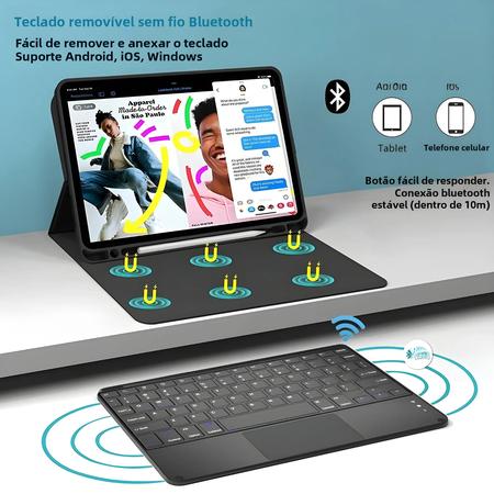 Imagem de Capa de Teclado para iPad - Compatível com iPad Pro, Air, Mini (9ª, 10ª, 11" e 12")