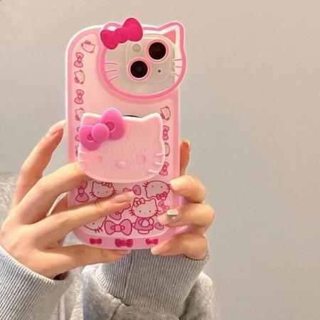 Imagem de Capa de Telefone Hello Kitty com Suporte para iPhone 16/15/14/13/12 - Estilo Y2K