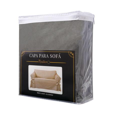 Imagem de Capa e Protetor de Sofá Exclusivo 1 Lugar em Brim Peletizado Cinza Grafite Elegante Macia Confortável Lisa Lar Sala