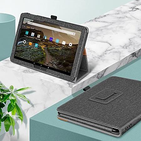 Imagem de Capa Folio Fintie para o novo tablet Amazon Fire HD 10 e Fire HD 10 Plus (compatível apenas com a 11ª geração 2021) - Capa de ajuste fino com hibernar/despertar automático, cinza/marrom