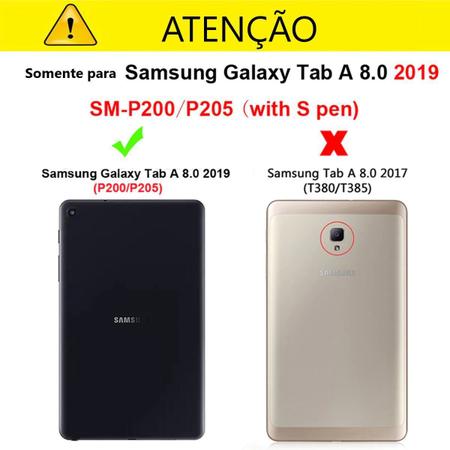 Imagem de Capa Giratória Para Tablet Samsung Galaxy Tab A 8" s-pen (2019) SM- P200 / P205 + Película de vidro 9H