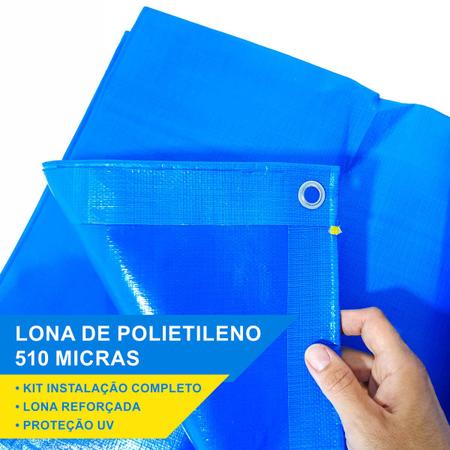 Imagem de Capa Impermeável 510 Micras de Proteção Para Piscina Azul - 3x3,5 + Kit 1