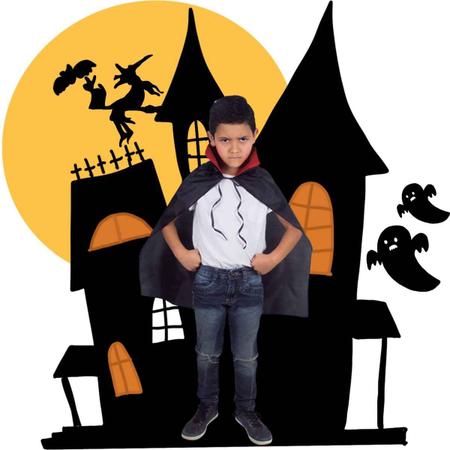 Fantasia Drácula Vampiro Halloween Infantil Roupa + Capa - 7 Artes BrinQ  Fantasias