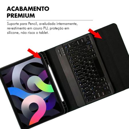 Imagem de Capa Ipad Air 4 4 Geração Teclado Slim Removível Sem Fio Capinha Smart + Pelicula de Vidro HPrime