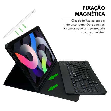 Imagem de Capa Ipad Air 4 4 Geração Teclado Slim Removível Sem Fio Capinha Smart + Pelicula de Vidro HPrime