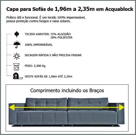 Imagem de Capa p/ Sofá Retrátil e Reclinável em Acquablock Impermeável - Veste sofás de 1,96m até 2,35m