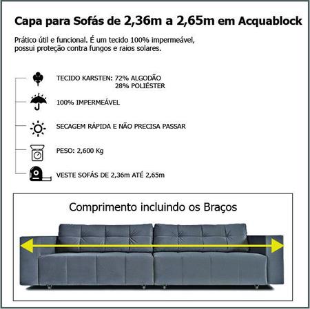 Imagem de Capa p/ Sofá Retrátil e Reclinável em Acquablock IMPERMEÁVEL- Veste Sofás de 2,36m até 2,65m