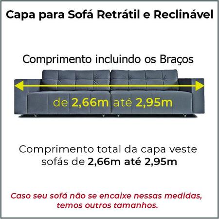 Imagem de Capa p/ Sofá Retrátil e Reclinável em Acquablock Impermeável- Veste Sofás de 2,66m até 2,95m