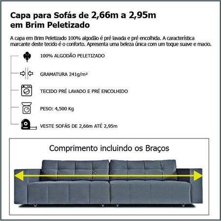 Imagem de Capa p/ Sofá Retrátil e Reclinável em Brim PELETIZADO -  Veste Sofás de 2,66m até 2,95m