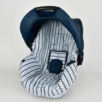 Imagem de Capa para bebe conforto - chevron com azul novo