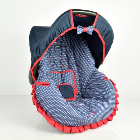Imagem de Capa para bebe conforto - marinho com poá branco e vermelho