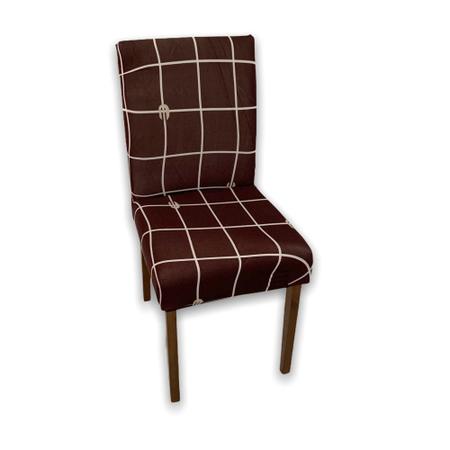 Imagem de Capa Para Cadeira De Jantar Qualidade Suplex Estampada Marrom Garfo 1 Peça