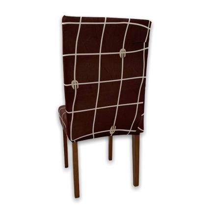 Imagem de Capa Para Cadeira De Jantar Qualidade Suplex Estampada Marrom Garfo 1 Peça