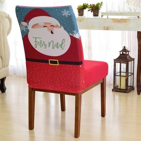 Hiborth Capa de cadeira para um Natal aconchegante e festivo Papai Noel  Design de desenho animado Fácil de deslizar Protege móveis Material de  tecido ecologicamente correto Rápido Cabeça de Papai
