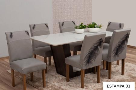 Capa para cadeira Malha Gel 4 peças mesa de jantar Estampada - EMPÓRIO DO LAR Imagem de Capa para cadeira Malha Gel 4 peças mesa de jantar Estampada