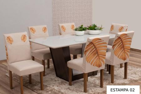 Capa para cadeira Malha Gel 4 peças mesa de jantar Estampada - Empório Do Lar Imagem de Capa para cadeira Malha Gel 4 peças mesa de jantar Estampada