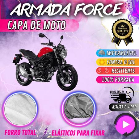Capa para Cobrir Moto SUZUKI SV 650 100% Forrada Forro Total Armada Force 100% Impermeável Forro Total Protege Sol Chuva Lona Proteção Automotiva Imagem de Capa para Cobrir Moto SUZUKI SV 650 100% Forrada Forro Total Armada Force 100% Impermeável Forro Total Protege Sol Chuva Lona Proteção Automotiva