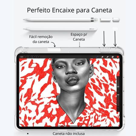Imagem de Capa Para iPad Air 5 / 4 Geração 10.9 Capinha Tablet Smart Case Cover Protetora Anti Impacto e Compartimento Espaço p/ Caneta Pencil Premium Magnética