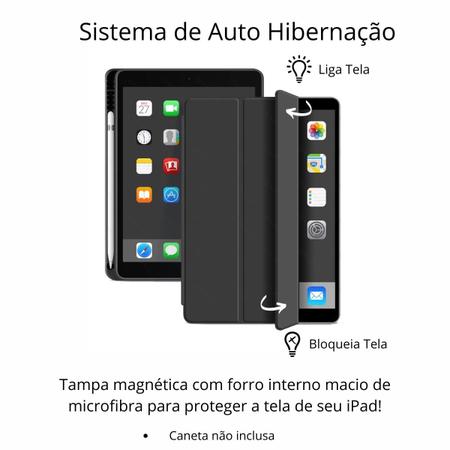 Imagem de Capa Para iPad Air 5 / 4 Geração 10.9 Capinha Tablet Smart Case Cover Protetora Anti Impacto e Compartimento Espaço p/ Caneta Pencil Premium Magnética