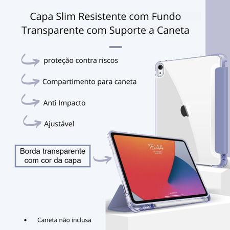 Imagem de Capa Para iPad Mini 6ª Ger A2567 2021 8.3" Capinha Smart Case c Fundo Transparente Fosco Magnética c/ Espaço p Caneta Anti Impacto e Suporte a Caneta