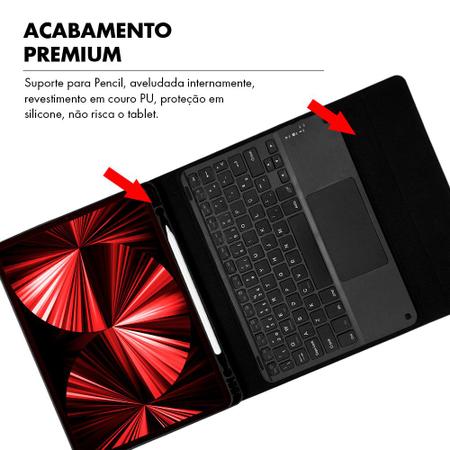 Imagem de Capa Para iPad Pro 11 2021 Smart Teclado Touchpad Anti Impacto + Pelicula de Vidro