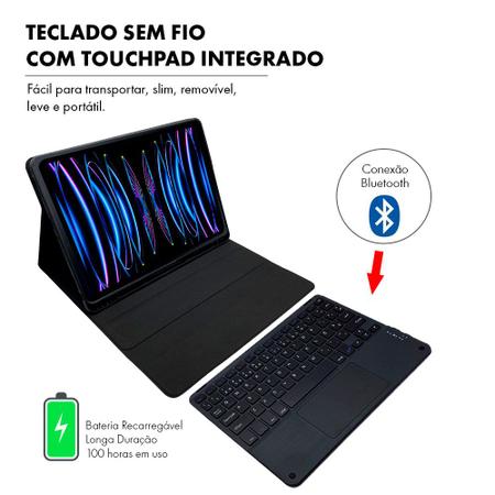 Imagem de Capa para iPad Pro 12.9 2022 Case com Teclado Touchpad Colorido + Pelicula de Vidro