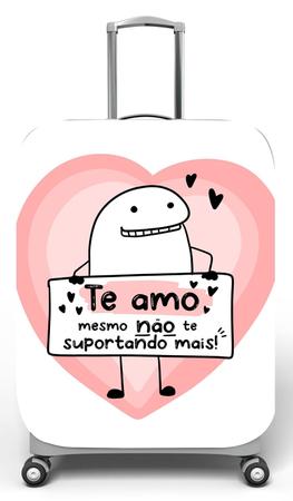 Capa para mala de viagem M, medidas max C40x A59 x P27cm Flork te amo mesmo não te suportando - Deluzz Imagem de Capa para mala de viagem M, medidas max C40x A59 x P27cm Flork te amo mesmo não te suportando