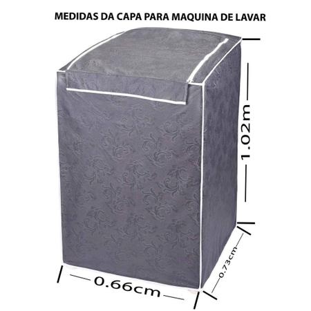 Imagem de Capa para máquina de lavar Electrolux,Brastemp,Consul 12,13,15 e 16 KG Cinza Com Zíper