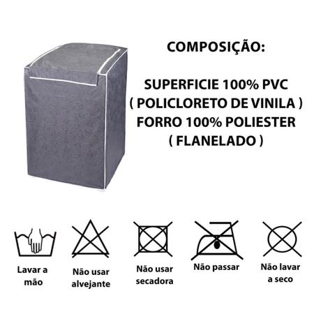 Imagem de Capa para máquina de lavar Electrolux,Brastemp,Consul 12,13,15 e 16 KG Cinza Com Zíper