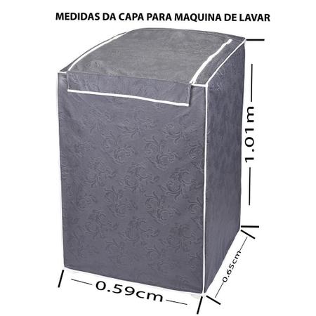 Imagem de Capa Para Máquina De Lavar Roupa Tamanho P = 59cm x 65cm x 101cm - Cinza