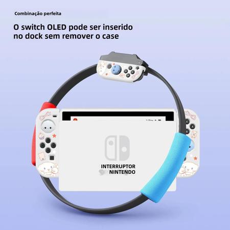 Imagem de Capa para Nintendo Switch com Design de Cachorro de Orelhas Grandes - Compatível com OLED e NS - 4 Capas para Joystick