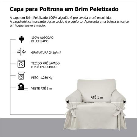 Imagem de Capa Para Poltrona Sofá 1 Lugar Em Brim Peletizado 100% Algodão Sala Confortável Resistente Macio Mais Vendidos