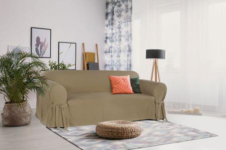 Imagem de Capa Para Sofá 2 Lugares Em Brim Peletizado 100% Algodão Sala Decoração Confortável Resistente Macio