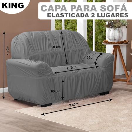 Imagem de Capa para sofá avulsa king elasticada lisa 2 lugares