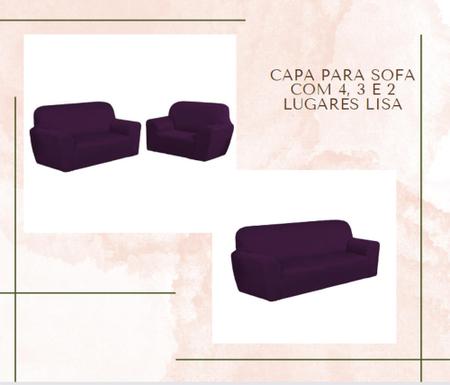 Imagem de Capa para sofa com 4, 3 e 2 lugares lisa