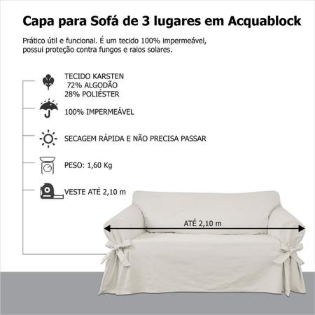 Imagem de Capa para Sofá de 3 lugares em Acquablock Impermeável