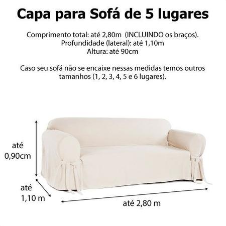 Imagem de Capa para Sofá de 5 lugares até 2,80m em Brim Peletizado Confortável Macio Algodão Sala Lisa