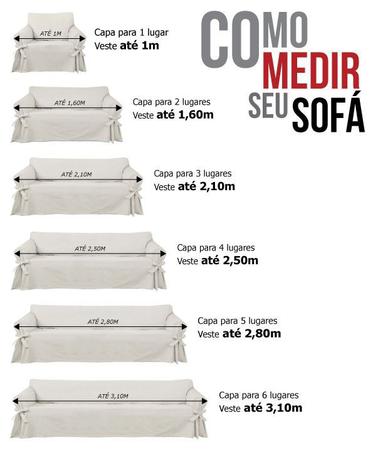 Imagem de Capa para Sofá de 5 lugares até 2,80m em Brim Peletizado Confortável Macio Algodão Sala Lisa
