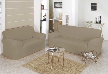 Imagem de Capa para sofá lisa coladinha 3 e 2 lugares com ficador