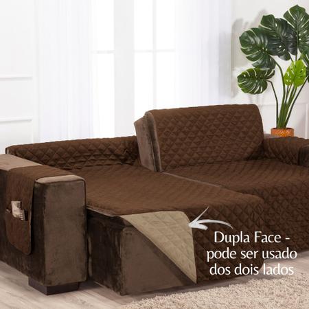 Imagem de Capa para Sofa Retrátil 1,80m Dupla Face Tabaco-Caqui