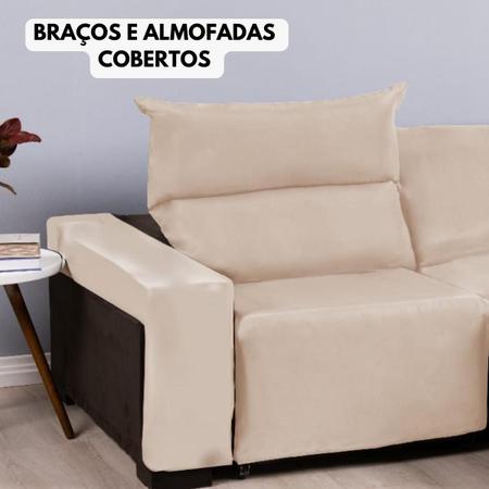 Imagem de Capa Para Sofa Retrátil Reclinável  3 Módulos Em Malha Gel Lisa Veste Fácil Varias Cores