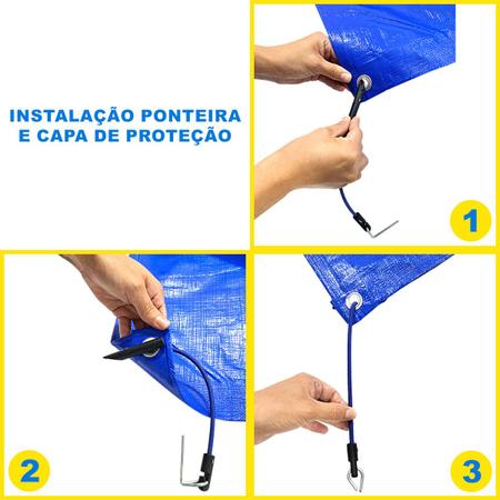Imagem de Capa Piscina + Kit Instalação 6x3 Azul - Proteção Segurança