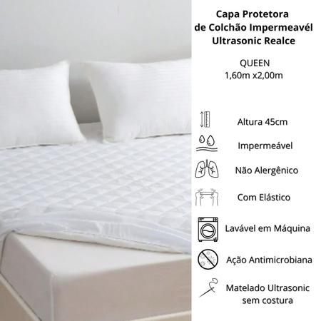 Imagem de Capa Protetor Colchão Queen Impermeável Ultrasonic Realce Premium