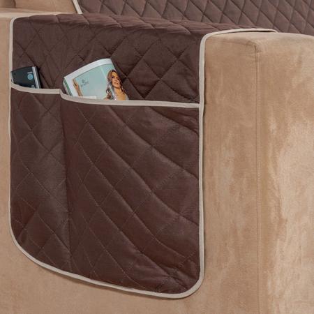 Imagem de Capa protetor para sofá 3 lugares padrão impermeável tabaco/caqui